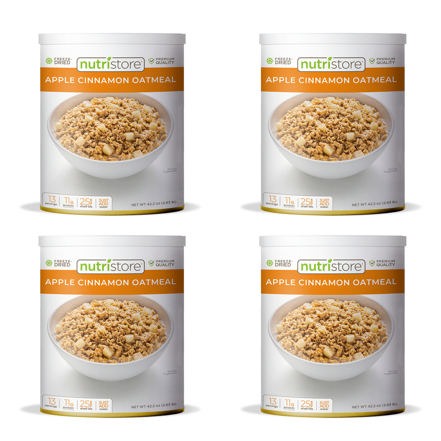Apple Cinnamon Oatmeal Freeze Dried - #10 Can - 4-Pack - Meals