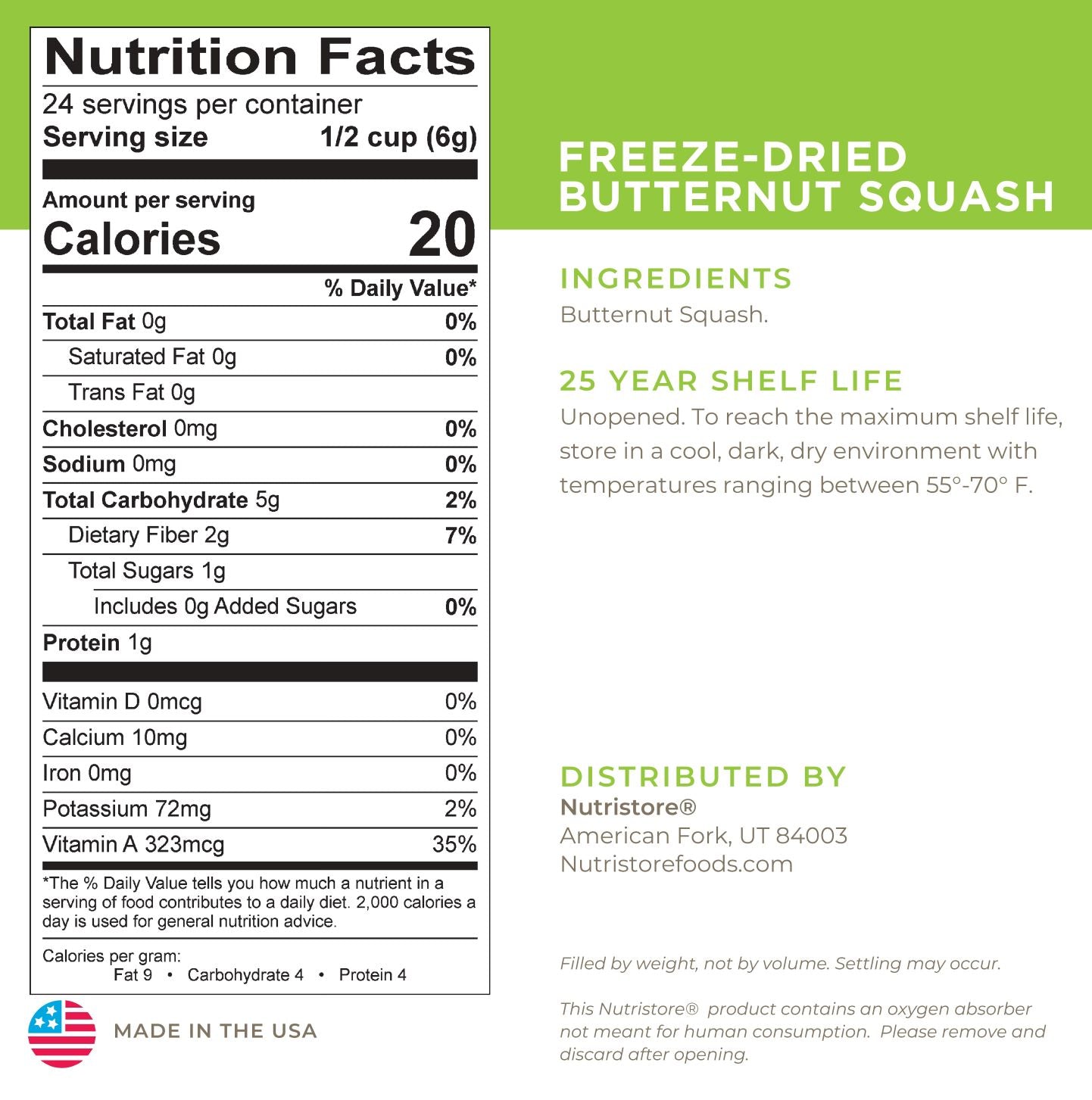 Butternut Squash Freeze Dried - #10 Can - Canned & Jarred Vegetables