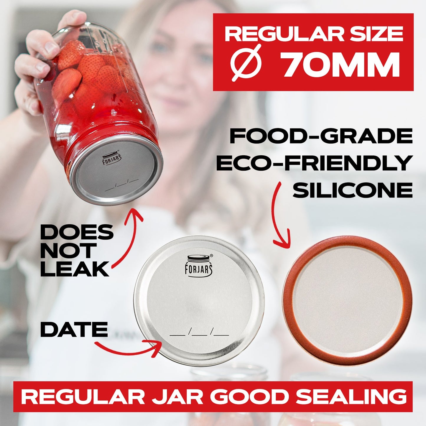 Forjars® - 100 Regular Mouth Canning Lids - Regular Mouth Canning Lids