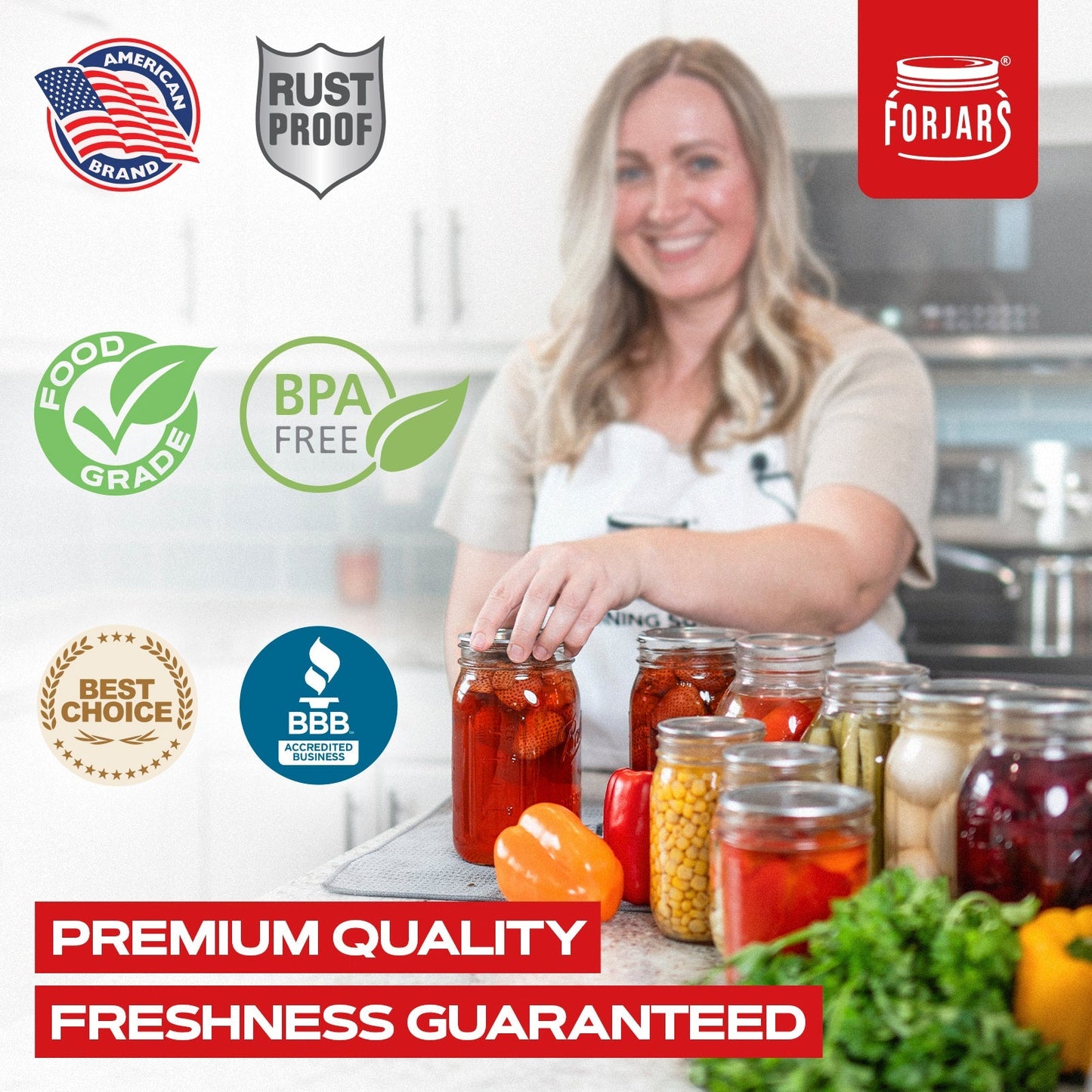 Forjars® - 12 Wide Mouth Canning Lids + 12 Rings - Wide Mouth Canning Lids