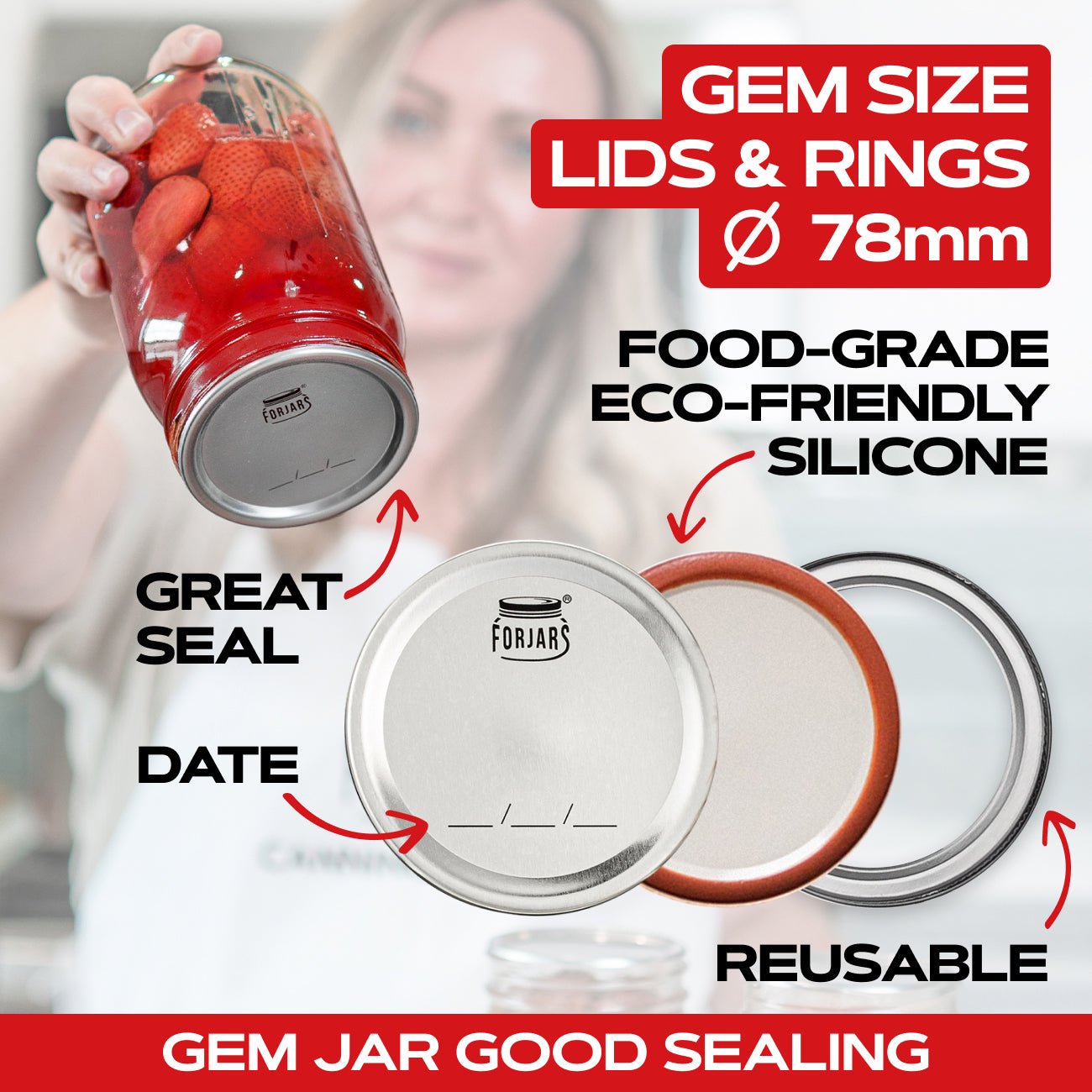 Forjars® - 50 Gem Size Lids - Regular Mouth Canning Lids