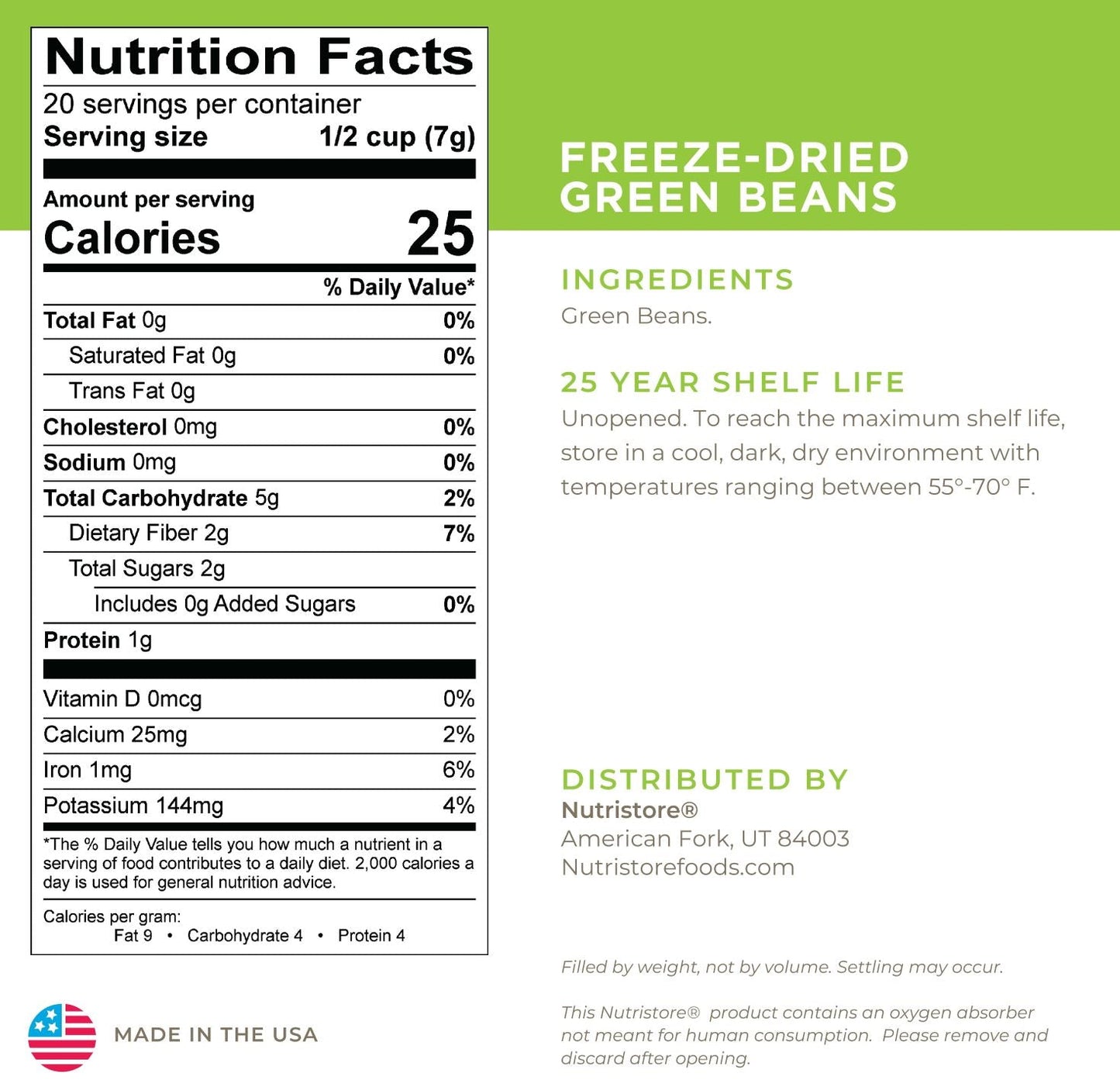 Green Beans Freeze Dried - #10 Can - Vegetables