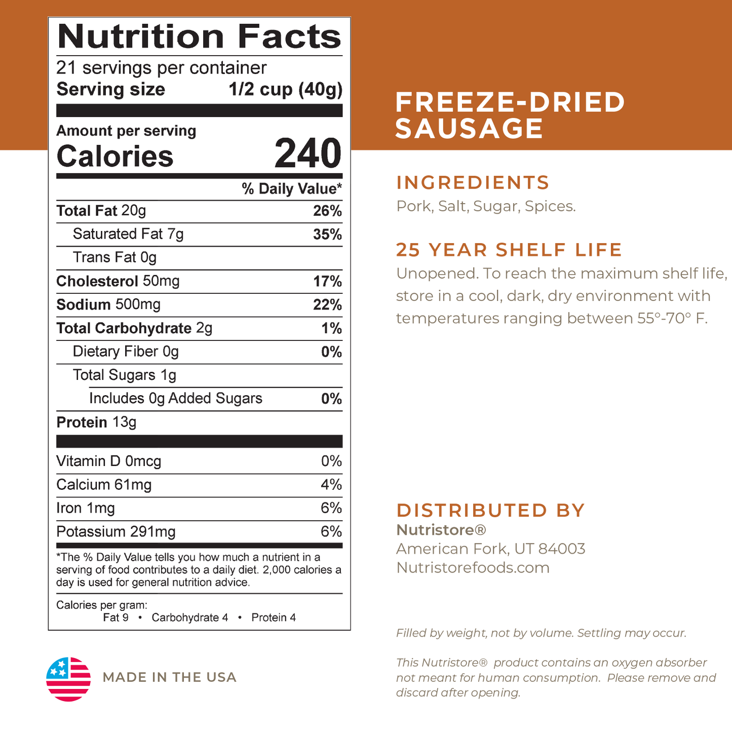 Sausage Crumbles Freeze Dried - #10 Can - Meats & Proteins