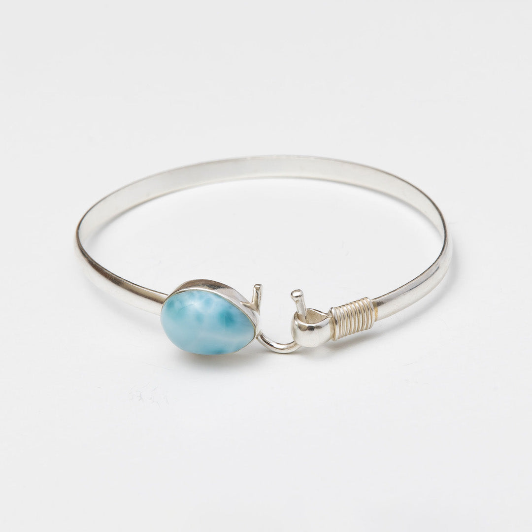 Larimar outlet Stone Bracelet, Bangle, Handmade In Sterling Silver 925