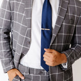 Man in suit wearing Empty Tomb Tie Clip - Sterling Silver