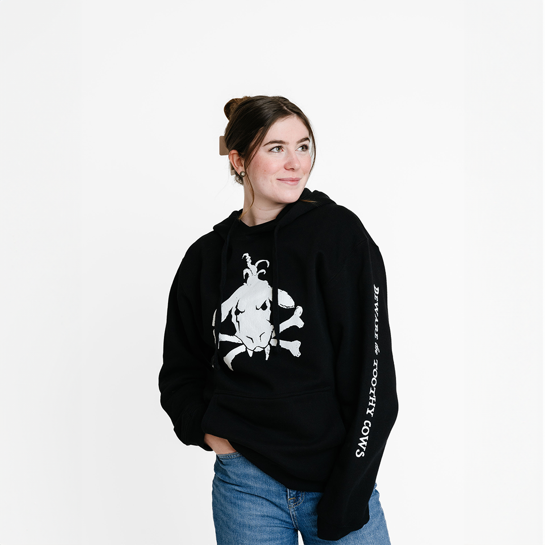 Toothy Cow Cross Bones Hoodie