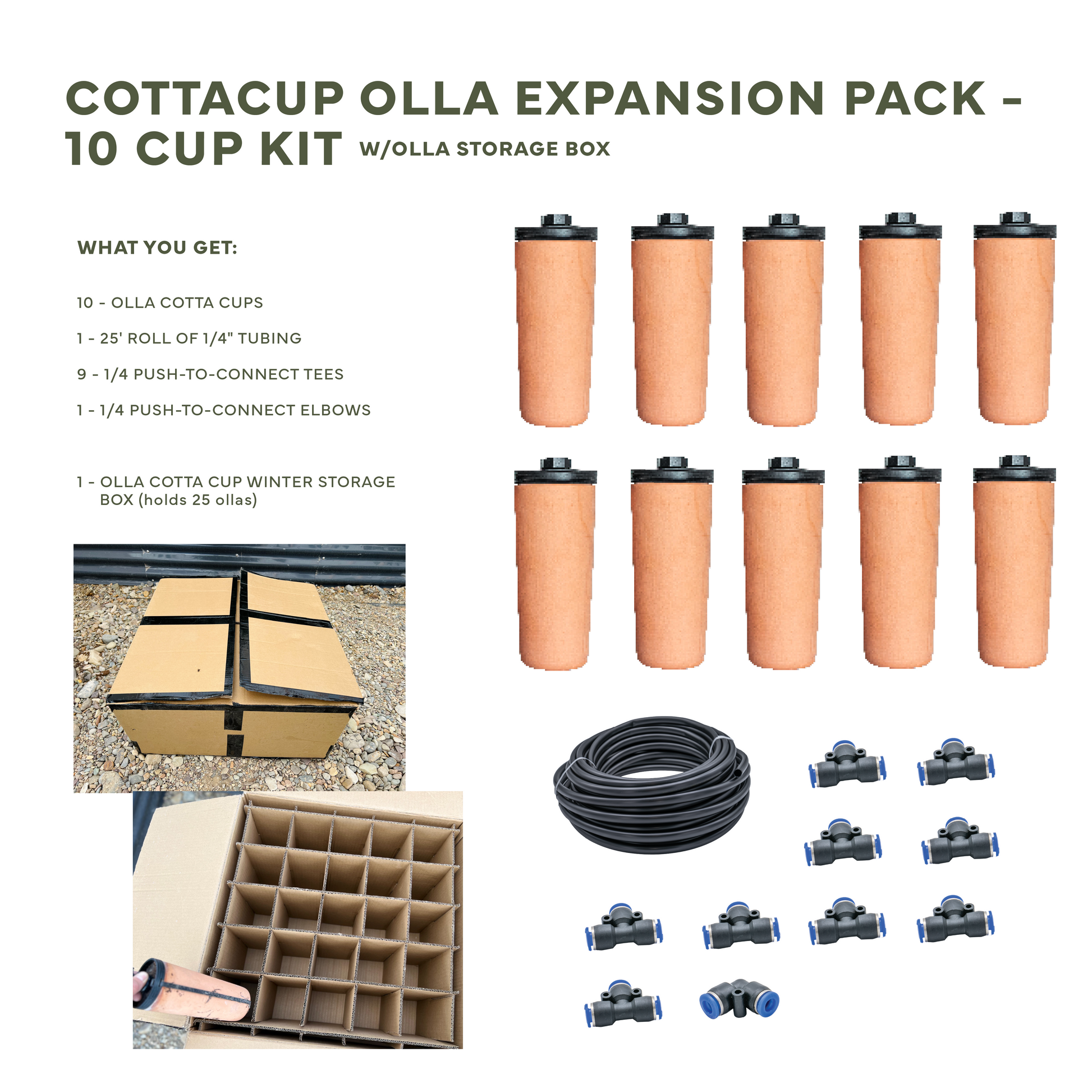 CottaCup Olla Expansion Pack with FREE Winter Storage Olla Box - 10 Olla Expansion Pack w/ Storage Box