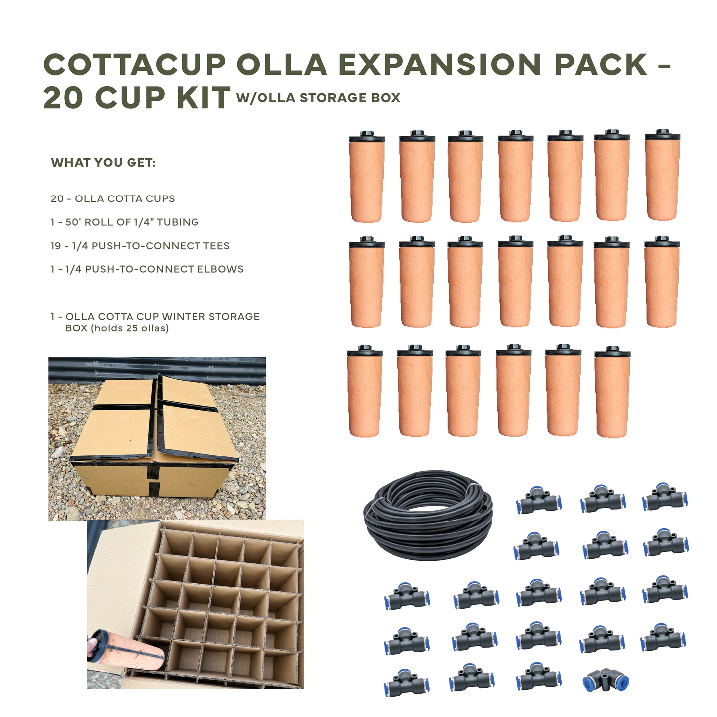 CottaCup Olla Expansion Pack with FREE Winter Storage Olla Box - 20 Olla Expansion Pack w/ Storage Box