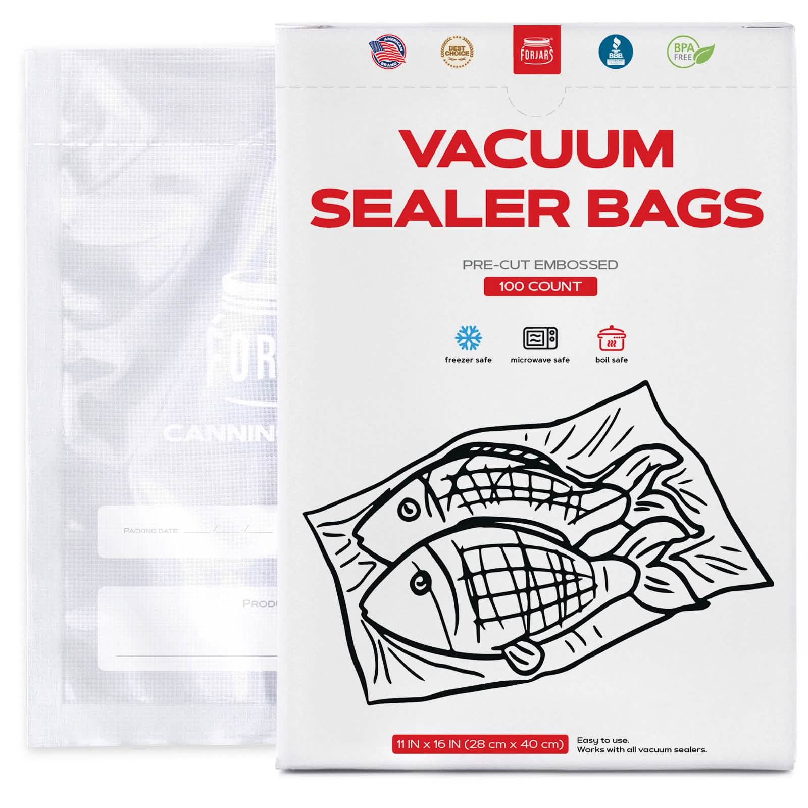 Sous Vide Bags Wevac Lite Vacuum Sealer Bags 100 Pack (11x16