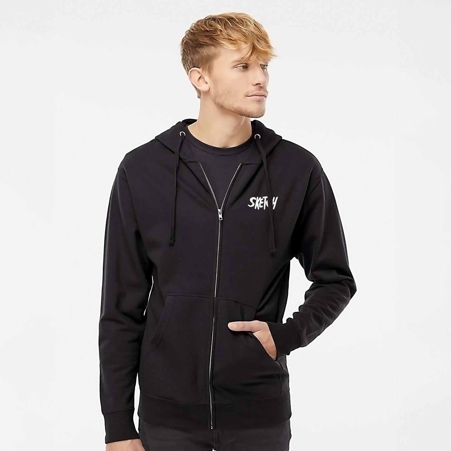Sketch Full Zip Wolf Hoodie - Hoodies