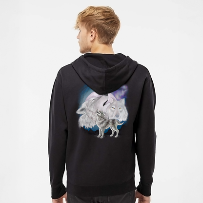 Sketch Full Zip Wolf Hoodie - Hoodies