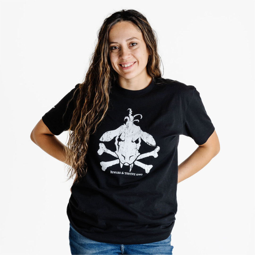 Toothy Cow Cross Bones T-Shirt - T-Shirts