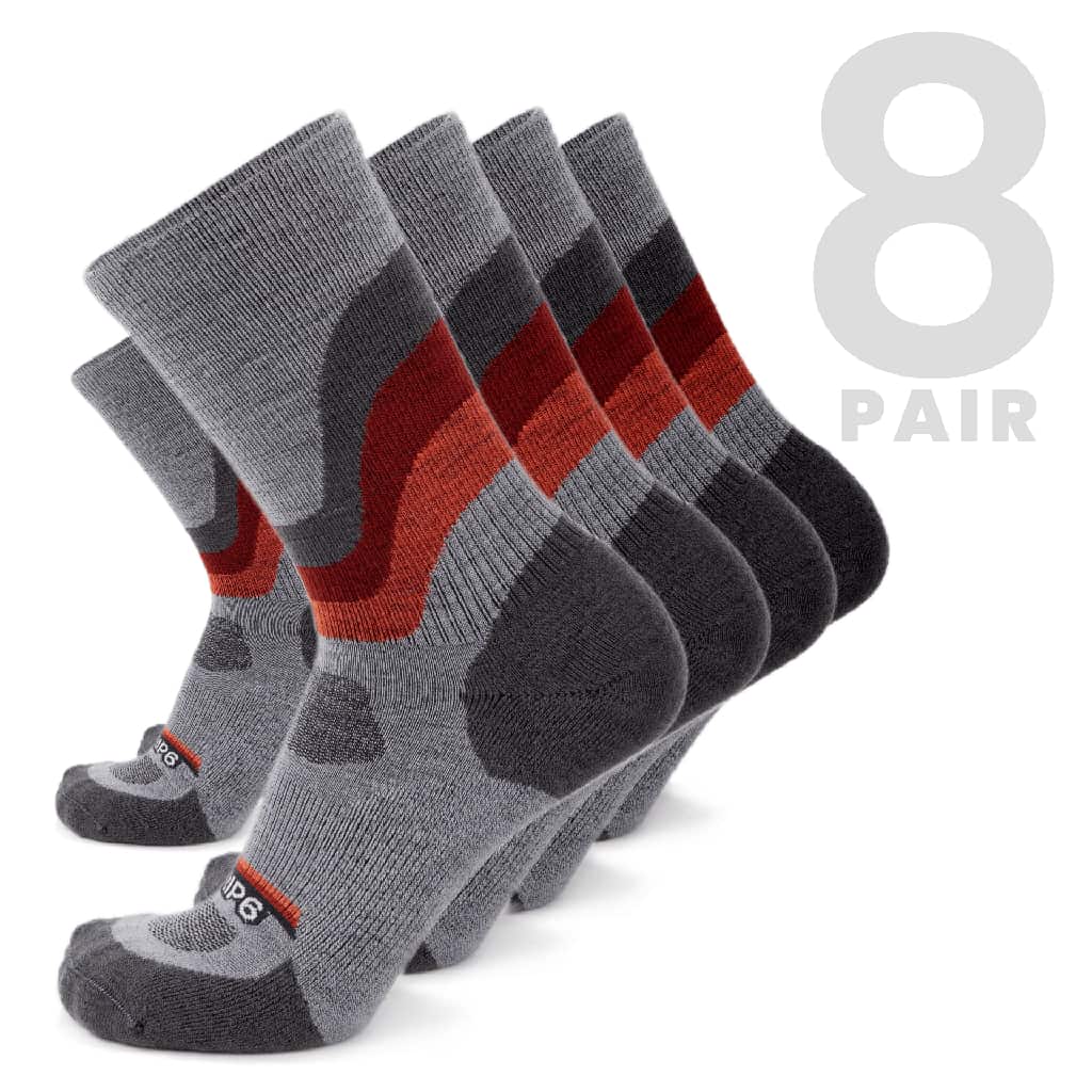 Wool Crew Sock - Overland Orange - 8 Pack / SM - Crew