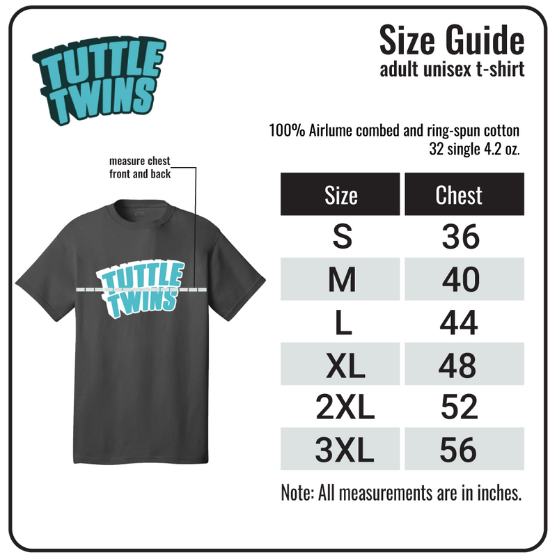 Tuttle Twins Logo T-Shirt 100% Cotton - Clearance Item